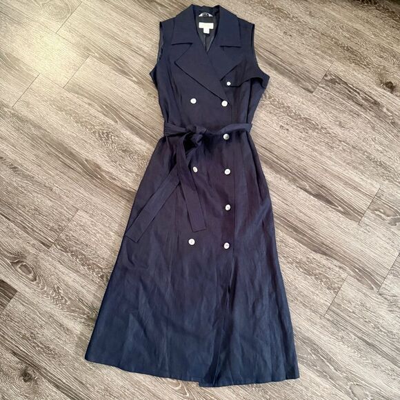 Talbots Vintage Linen Sleeveless Buttoned Midi Dress - Picture 1 of 7